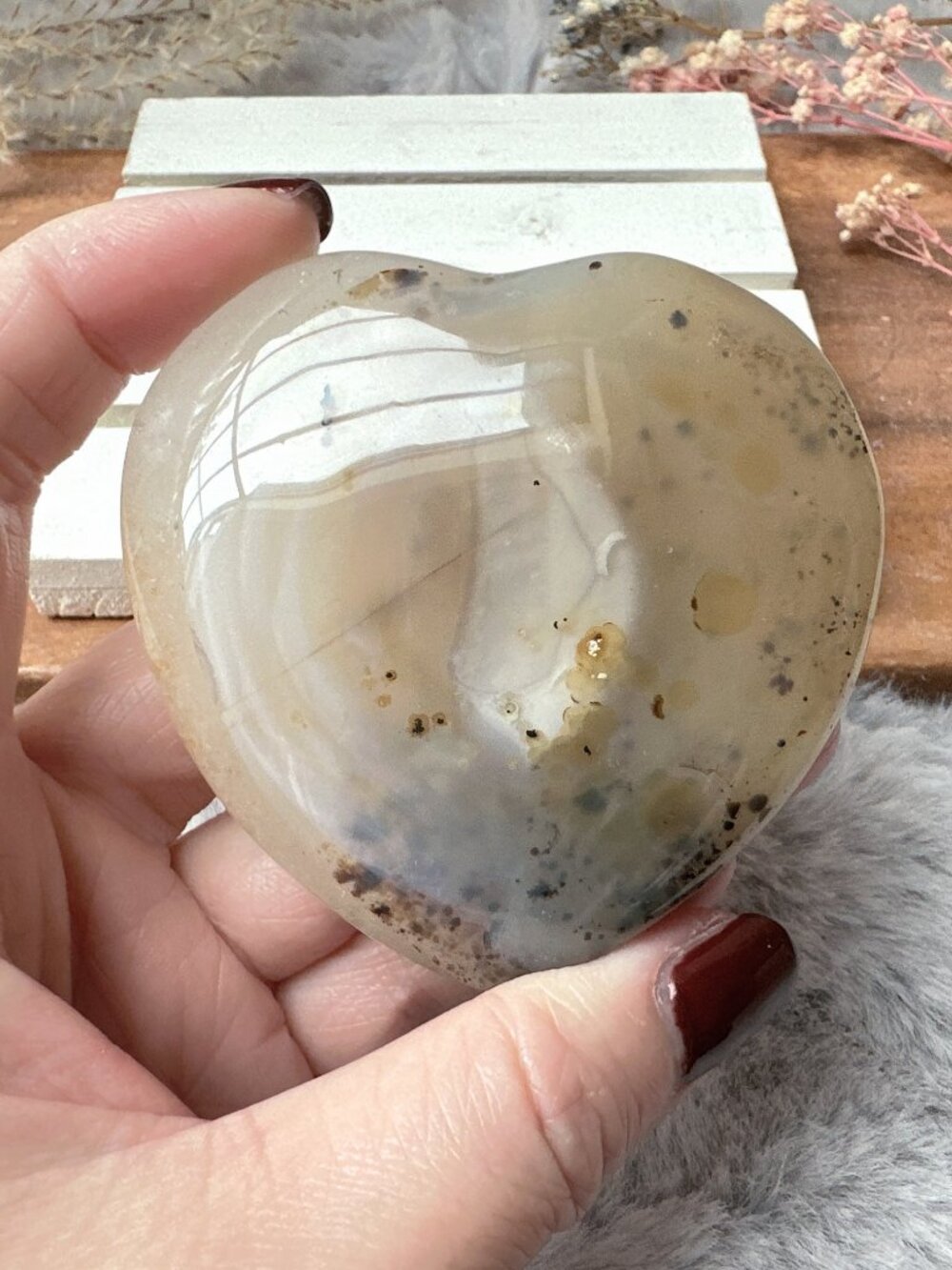 Beautiful Dendritic Agate Heart Carving